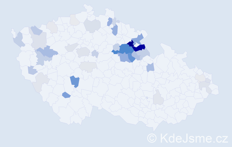 Příjmení: 'Pultar', počet výskytů 146 v celé ČR