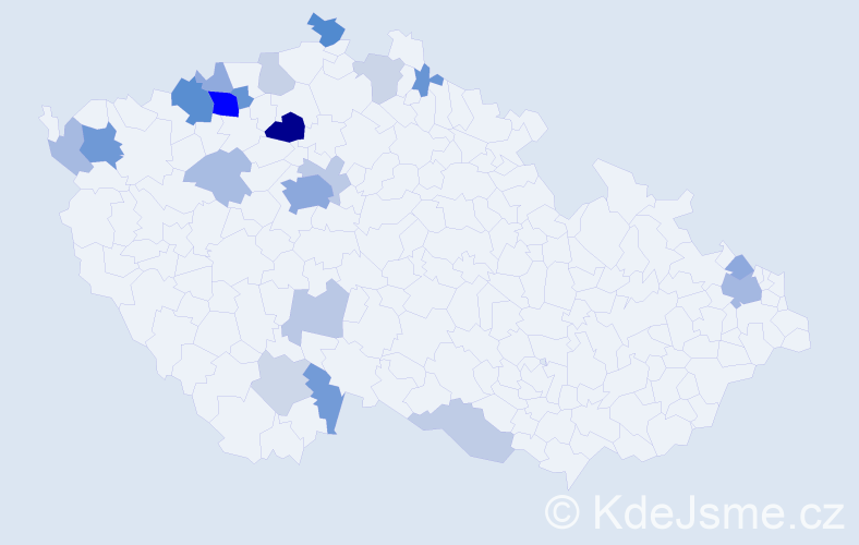 Příjmení: 'Pecháč', počet výskytů 54 v celé ČR