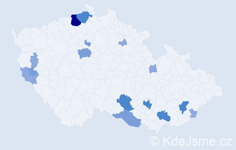 Příjmení: 'Tankó', počet výskytů 35 v celé ČR