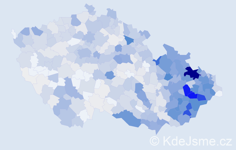 Příjmení: 'Pavelková', počet výskytů 4130 v celé ČR
