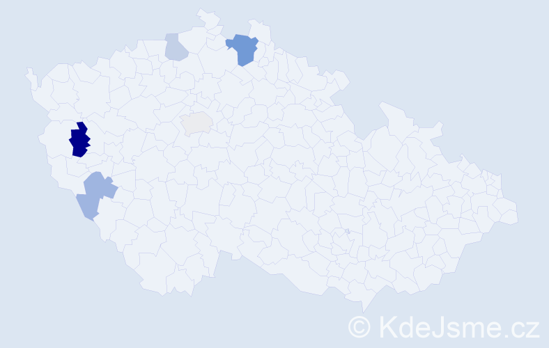 Příjmení: 'Deličová', počet výskytů 9 v celé ČR