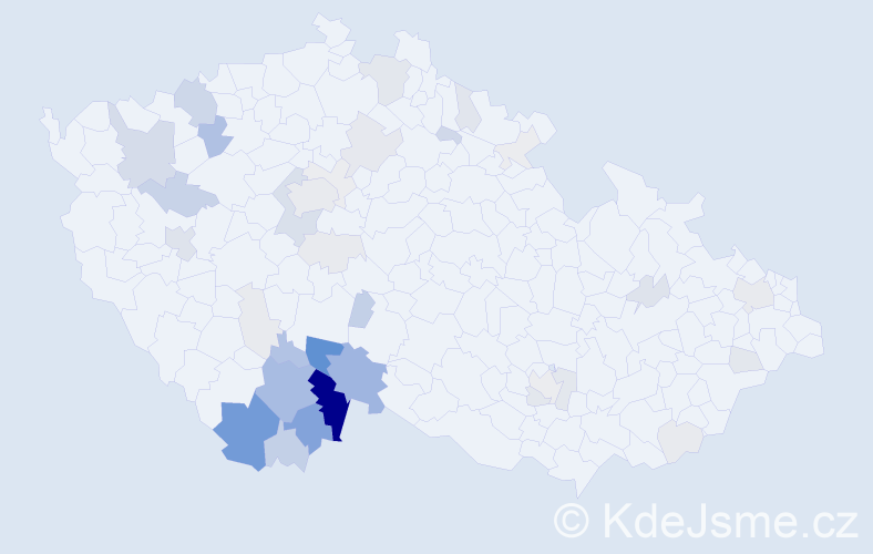 Příjmení: 'Bicková', počet výskytů 152 v celé ČR