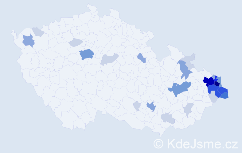 Příjmení: 'Dzik', počet výskytů 93 v celé ČR