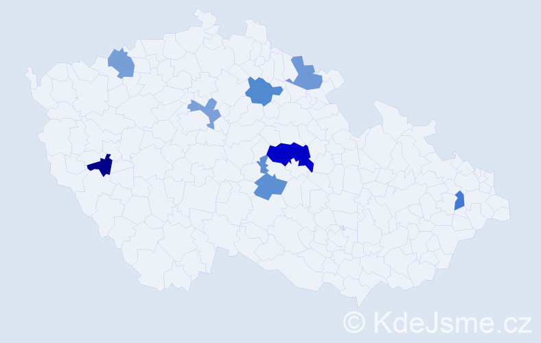 Příjmení: 'Hozlárová', počet výskytů 10 v celé ČR
