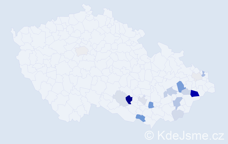 Příjmení: 'Nerádová', počet výskytů 37 v celé ČR
