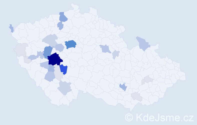 Příjmení: 'Štván', počet výskytů 115 v celé ČR