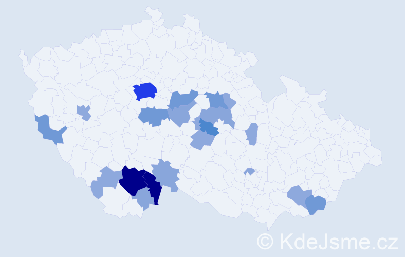 Příjmení: 'Kotil', počet výskytů 59 v celé ČR