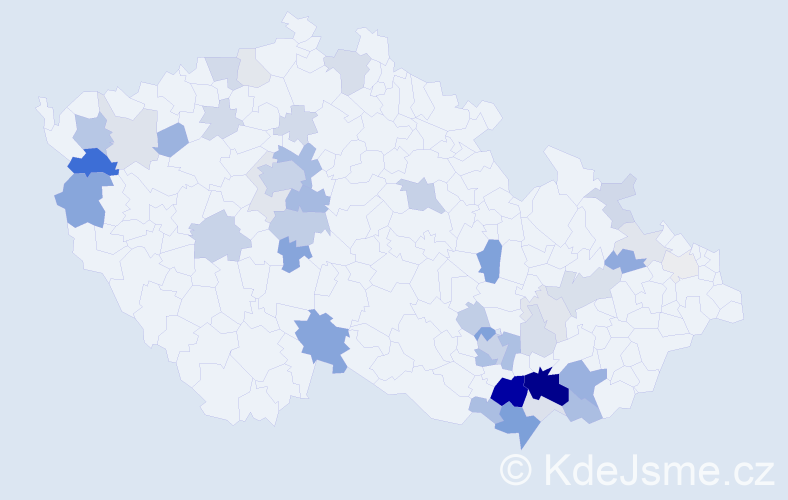 Příjmení: 'Kunická', počet výskytů 131 v celé ČR