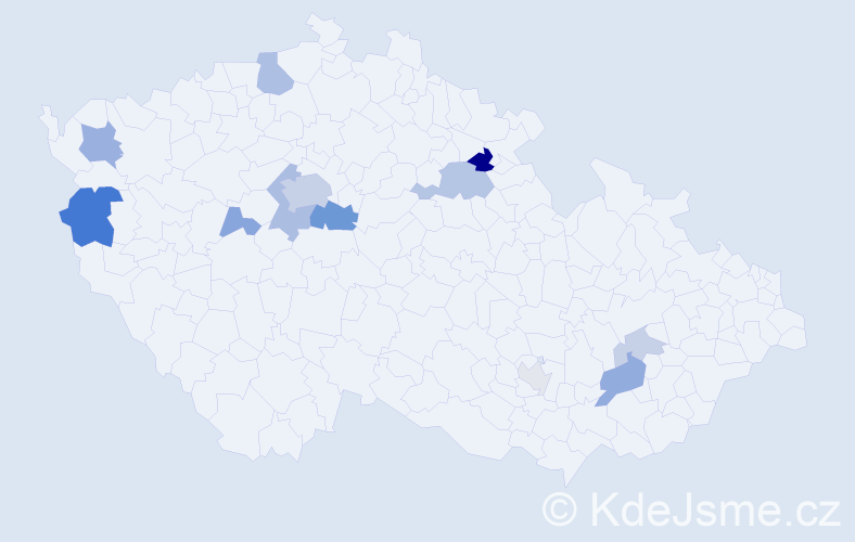Příjmení: 'Bardon', počet výskytů 31 v celé ČR