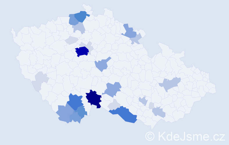 Příjmení: 'Kubák', počet výskytů 105 v celé ČR