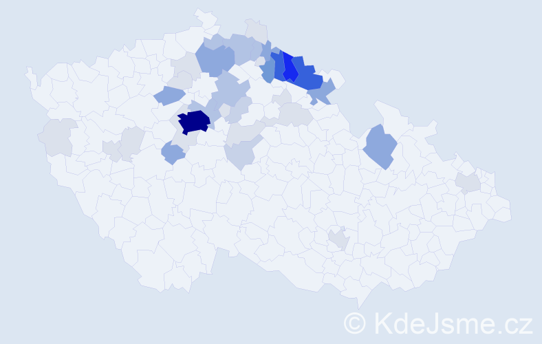 Příjmení: 'Bachtíková', počet výskytů 136 v celé ČR