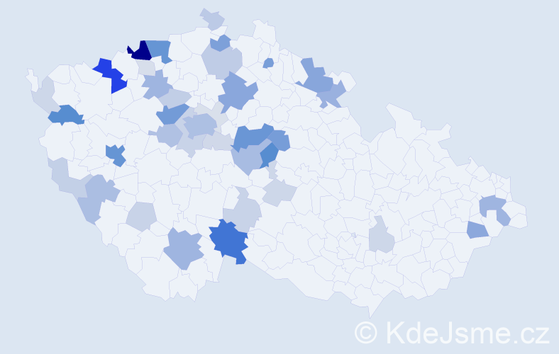 Příjmení: 'Tyšer', počet výskytů 145 v celé ČR