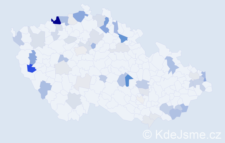 Příjmení: 'Kramár', počet výskytů 154 v celé ČR