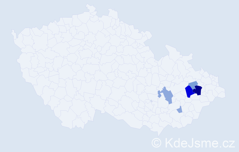 Příjmení: 'Prokl', počet výskytů 17 v celé ČR
