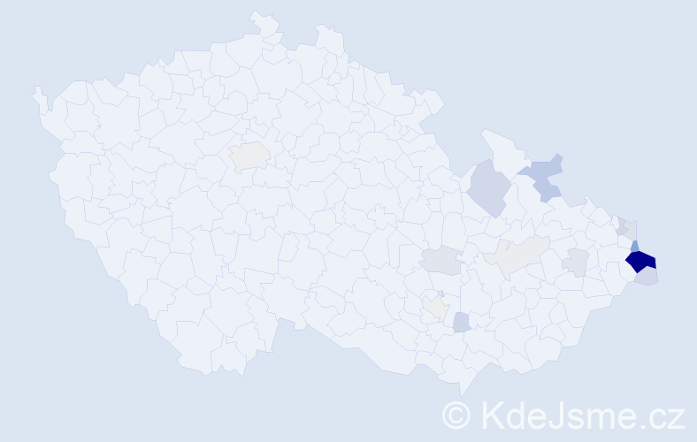 Příjmení: 'Kubisz', počet výskytů 60 v celé ČR