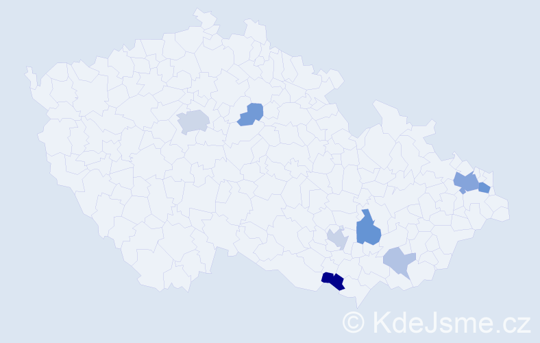 Příjmení: 'Georgiu', počet výskytů 21 v celé ČR