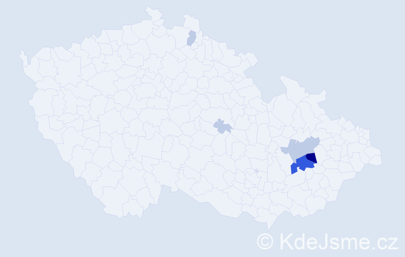 Příjmení: 'Pacáčková', počet výskytů 19 v celé ČR