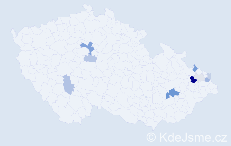 Příjmení: 'Kasprzyk', počet výskytů 18 v celé ČR