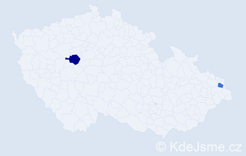 Příjmení: 'Kubič', počet výskytů 9 v celé ČR