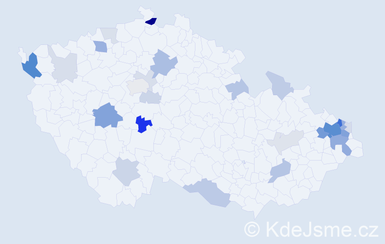 Příjmení: 'Vnenková', počet výskytů 78 v celé ČR