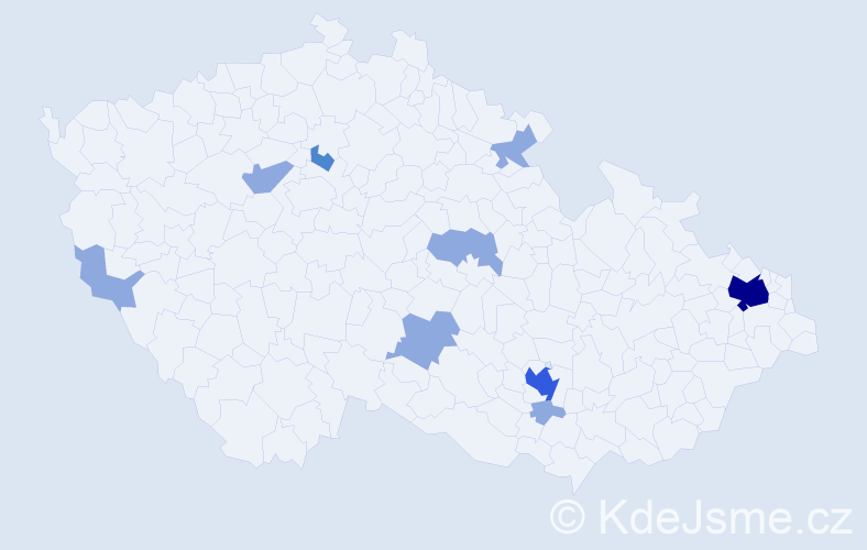 Příjmení: 'Trávniček', počet výskytů 16 v celé ČR