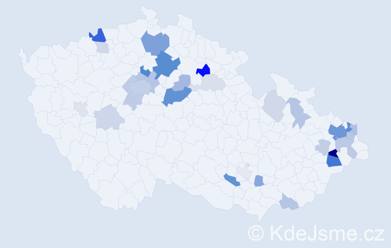 Příjmení: 'Klimo', počet výskytů 92 v celé ČR