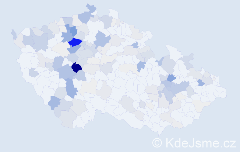 Příjmení: 'Dragoun', počet výskytů 625 v celé ČR