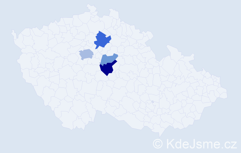 Příjmení: 'Moždíková', počet výskytů 9 v celé ČR