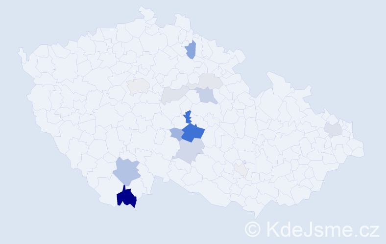 Příjmení: 'Korbela', počet výskytů 39 v celé ČR