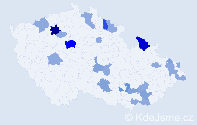 Příjmení: 'Drinková', počet výskytů 58 v celé ČR