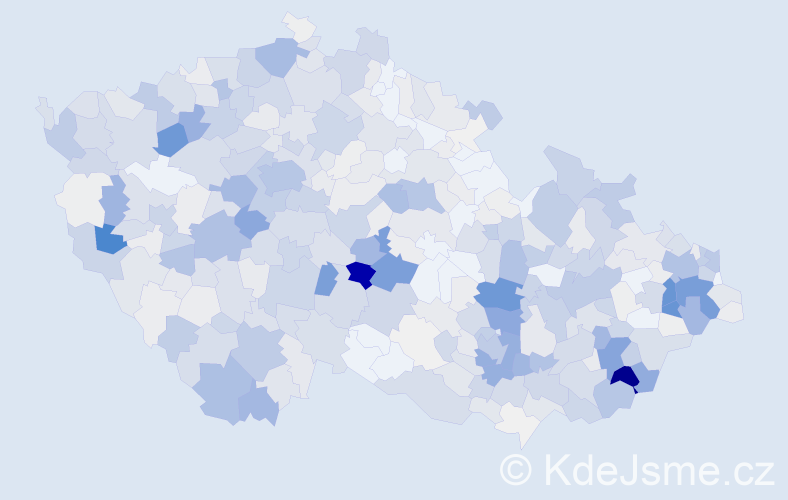 Příjmení: 'Žáček', počet výskytů 2501 v celé ČR