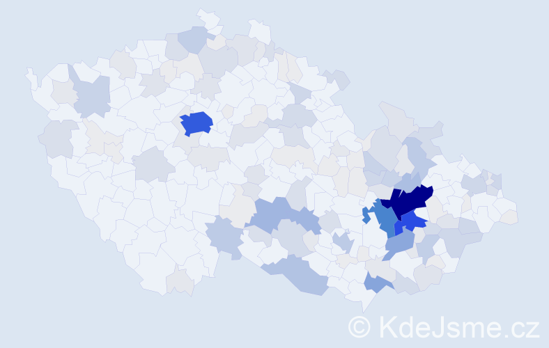 Příjmení: 'Běhal', počet výskytů 584 v celé ČR
