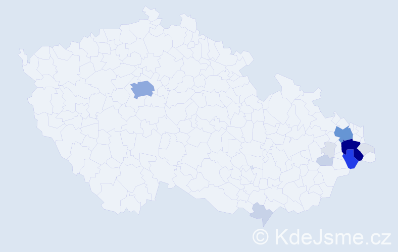 Příjmení: 'Kupča', počet výskytů 59 v celé ČR