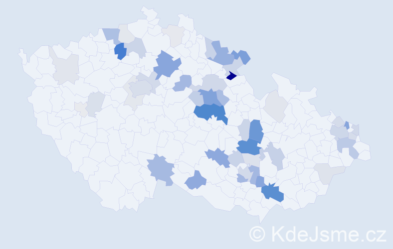 Příjmení: 'Barva', počet výskytů 161 v celé ČR