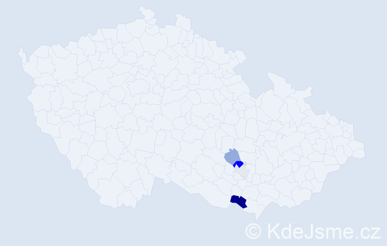 Příjmení: 'Bešter', počet výskytů 17 v celé ČR