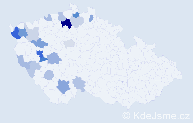 Příjmení: 'Kýček', počet výskytů 58 v celé ČR