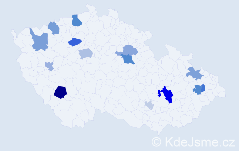 Příjmení: 'Kordošová', počet výskytů 22 v celé ČR