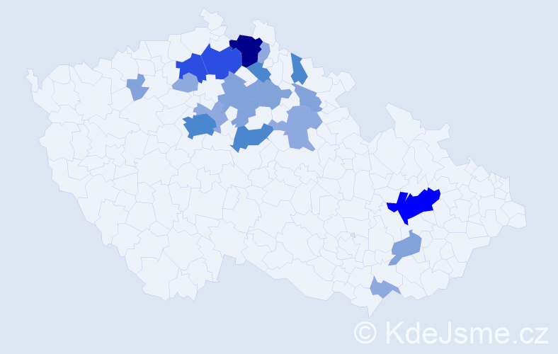 Příjmení: 'Pabišková', počet výskytů 60 v celé ČR