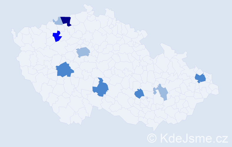 Příjmení: 'Hindra', počet výskytů 18 v celé ČR