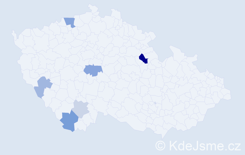 Příjmení: 'Kuzbová', počet výskytů 21 v celé ČR