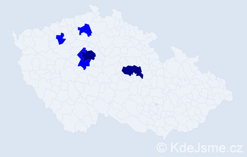 Příjmení: 'Dien', počet výskytů 7 v celé ČR