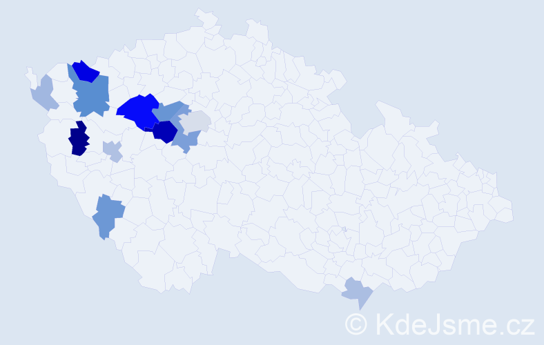 Příjmení: 'Kankrlík', počet výskytů 36 v celé ČR