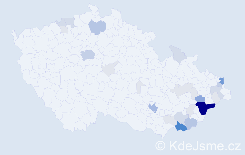 Příjmení: 'Bogar', počet výskytů 105 v celé ČR