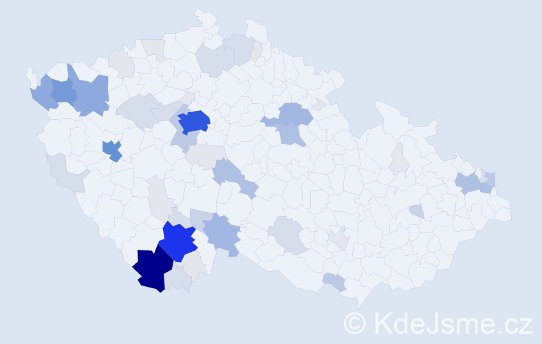 Příjmení: 'Domin', počet výskytů 211 v celé ČR