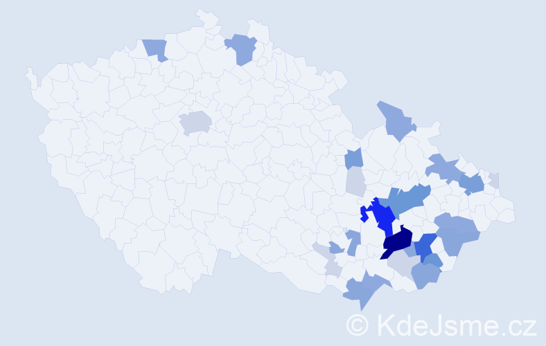 Příjmení: 'Zápeca', počet výskytů 85 v celé ČR
