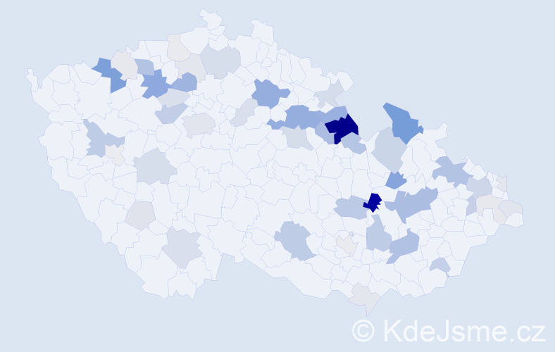 Příjmení: 'Klárová', počet výskytů 166 v celé ČR