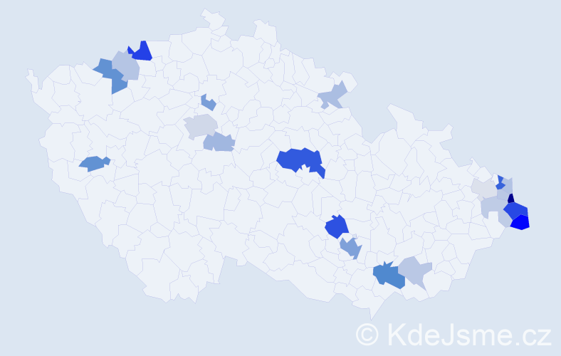 Příjmení: 'Padyšáková', počet výskytů 49 v celé ČR
