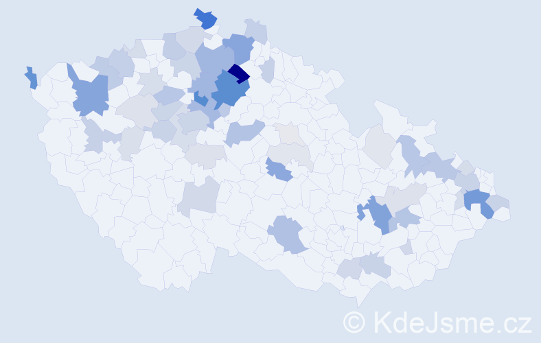 Příjmení: 'Máj', počet výskytů 188 v celé ČR