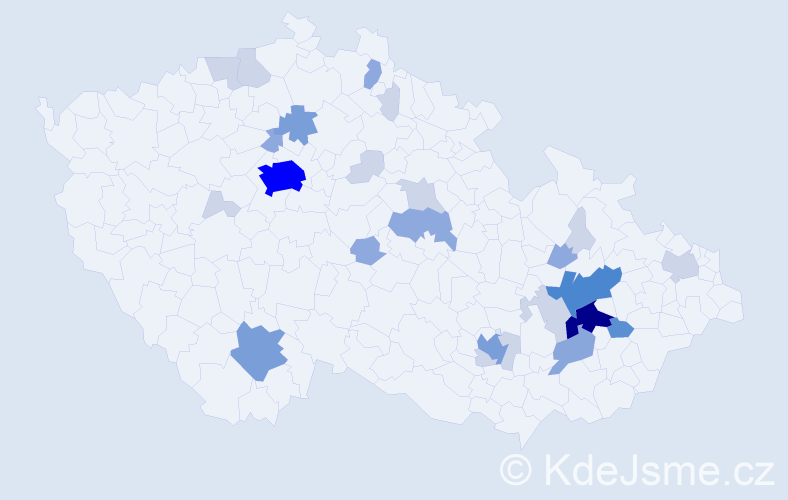 Příjmení: 'Ticháková', počet výskytů 73 v celé ČR
