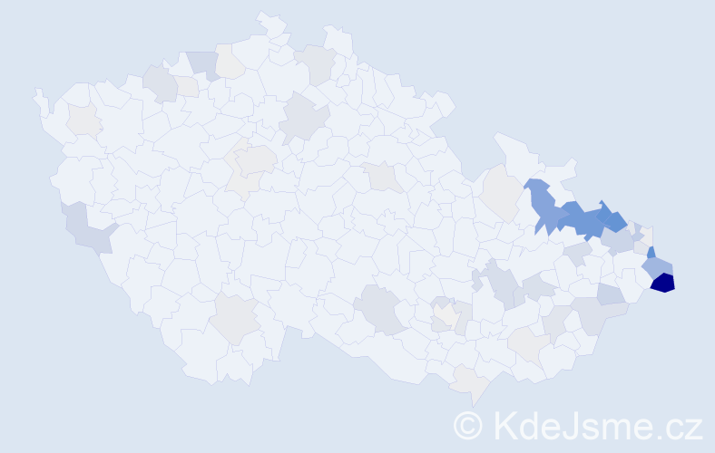 Příjmení: 'Benek', počet výskytů 203 v celé ČR